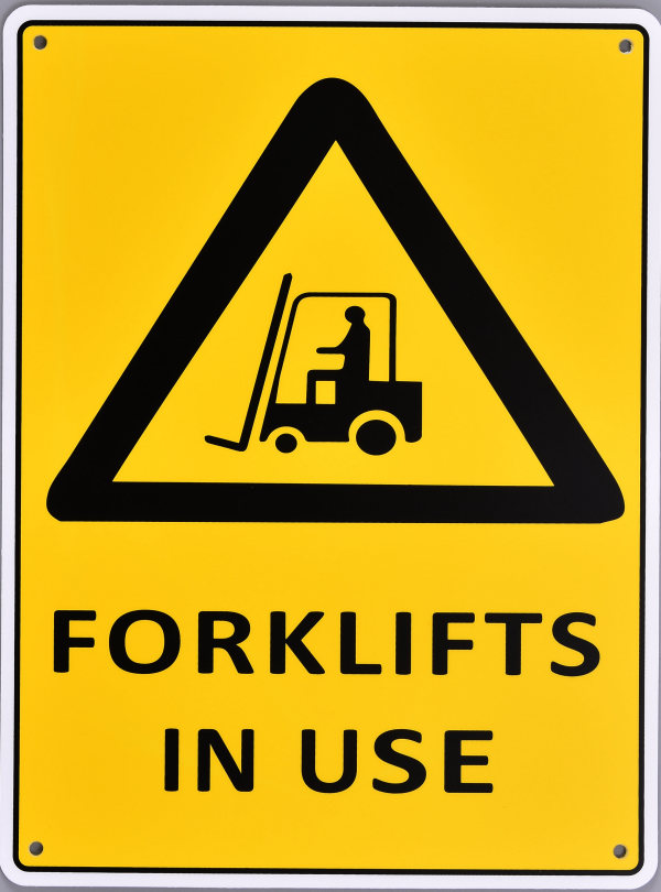 Warning Sign - Forklifts in Use - OzSupply - Hardware, Spare Parts, Accessories