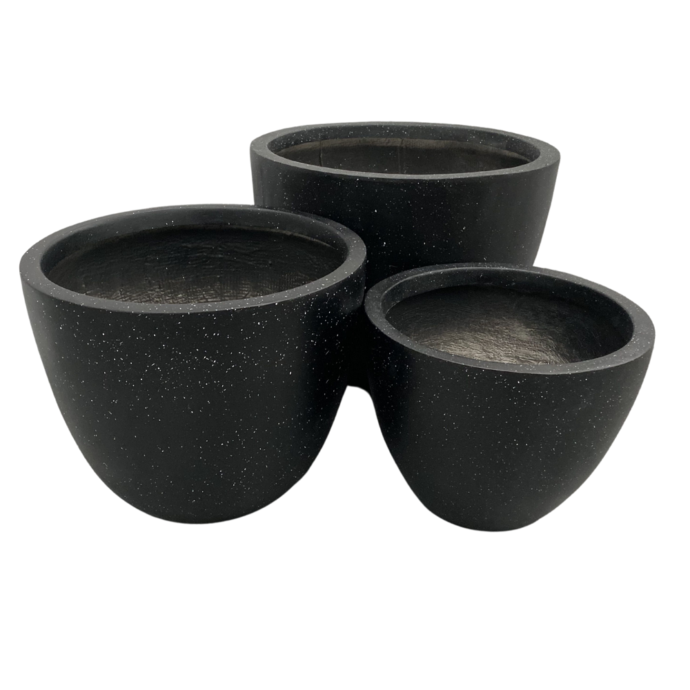 Large Outdoor Round Planter Pots - Black Egg Pots - OzSupply - Hardware, Spare Parts, Accessories