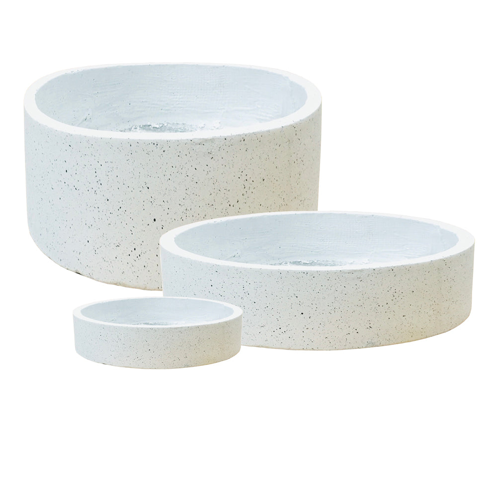 White Round Flat Flower Pots / Bonsai Planters Fiberclay - OzSupply - Hardware, Spare Parts, Accessories