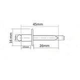 250PCS M5 x 16mm Large Flange Pop Rivets - OzSupply - Hardware, Spare Parts, Accessories