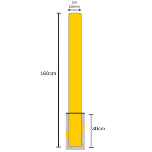 Safety Inground Bollard - 1600mm YELLOW