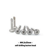 Self Drilling Stainless Steel Screws Button Head M4.2x25mm 50PCS/300PCS - OzSupply - Hardware, Spare Parts, Accessories