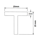 Aluminium T-section 25x25x2mm 6m - OzSupply - Hardware, Spare Parts, Accessories