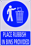 Mandatory Sign - Place Rubbish in Bins Provided - OzSupply - Hardware, Spare Parts, Accessories