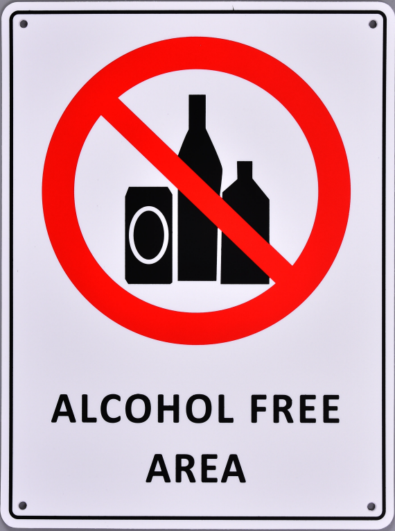 Prohibition Sign - Alcohol Free Area - OzSupply - Hardware, Spare Parts, Accessories