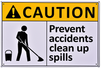 Warning Sign - Prevent Accidents Clean Up Spills - OzSupply - Hardware, Spare Parts, Accessories