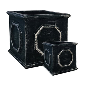 BLACK SQUARE FLOWER POTS / PLANTERS FIBERCLAY - OzSupply - Hardware, Spare Parts, Accessories